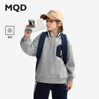 马骑顿（MQD）MQD童装儿童加绒卫衣2024秋冬季polo领儿童上衣 麻灰 140cm
