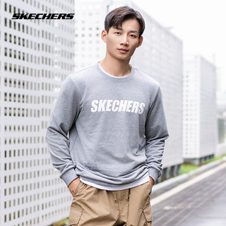 SKECHERS 斯凯奇 卫衣情侣装2024秋冬圆领运动休闲套头时尚舒适长袖男女防风宽松 灰色 XL