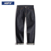 XOFO 14oz原色养牛款 直筒宽松时尚硬朗潮流长裤子男士 赤耳丹宁牛仔裤 蓝色 28