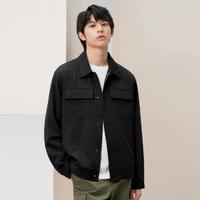 gxgjeans 2024年春季黑色宽松休闲翻领夹克男式夹克外套男