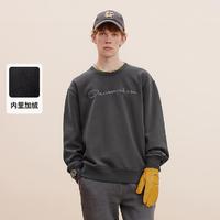 Champion 秋冬草写刺绣logo圆领卫衣男女纯色百搭抓绒保暖