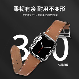 MSSM适用苹果手表表带apple iwatch爱马仕款Swift小牛皮真皮表带ultra/S9/S8/7/6/5/SE 浅棕色·38/40/41mm