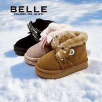 百亿补贴：BeLLE 百丽 女童雪地靴软底防滑加绒加厚大棉保暖防寒时尚洋气百搭棉靴子