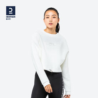 DECATHLON 迪卡侬 2021女秋冬卫衣套头衫休闲短款运动休闲上衣EYDA米白色40M-4297078