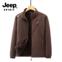 JEEP SPIRIT JEEP吉普新款加绒连帽开衫卫衣男外套摇粒绒上衣秋冬保暖加绒加厚