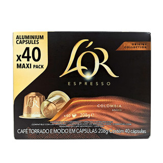 L'OR 法国黑咖啡胶囊 强度8- 哥伦比亚40粒 适用雀巢Nespresso