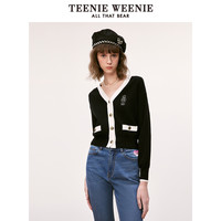 TEENIE WEENIE TeenieWeenie小熊奥莱秋装V领小香风针织毛衣开衫多巴胺短款外套