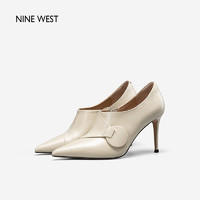 NINE WEST 玖熙 深口单鞋女秋季新款尖头牛皮细跟皮鞋高跟鞋深口