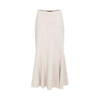 纯棉极简舒适优雅气质慵懒休闲竖纹毛边设计半裙