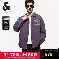 杰克琼斯 杰克·琼斯（JACK&JONES）秋冬舒适翻领字母简约时尚短款轻薄鸭绒羽绒服男衬衫式夹克外套男 E36 葡萄紫 195/112A/XXXL