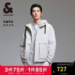 杰克琼斯 杰克·琼斯（JACK&JONES）男装秋冬时尚潮反光字母印花工装连帽鸭绒羽绒服保暖外套男 C43 缎白色 195/112A/XXXL