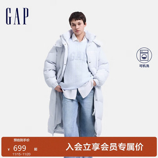 Gap 盖璞 女装2024秋冬新款立领连帽长款羽绒服纯色简约保暖外套680505