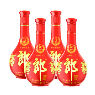 移动端、京东百亿补贴：LANGJIU 郎酒 红花郎10 500ml *4 53度 酱香型 高度白酒  组合装 非原箱年份随机