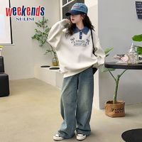 sulisi weekends WEEKENDS女童卫衣牛仔裤2024套装新款洋气中大童春秋儿童两件套