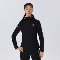 马孔多跑步软壳外套男女防泼水抗静电防风透湿运动户外软壳衣4代 黑色-女 M