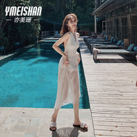 亦美珊 YI MEI SHAN泳衣女2024连体性感保守显瘦遮肉遮肚遮腿大码 白色 XL  白色+外裙