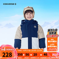 Converse匡威男童拼接羽绒服2024冬季儿童装中大童加绒加厚防风上衣外套 燕麦色 150/72