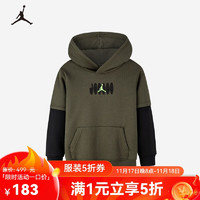 NIKE 耐克 AJ童装男童加绒连帽卫衣冬季儿童上衣 葡萄叶绿 160(XL)