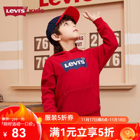 Levi's 李维斯 童装男女童连帽经典蝙蝠标卫衣儿童秋款纯棉舒适针织上衣 辣椒红 130/64(7)