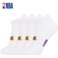 NBA男士船袜防臭抗菌夏季薄短筒袜网眼透气篮球袜高后帮运动棉袜4双 湖人队4双装