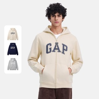 Gap 盖璞 男女同款24秋品字母印花logo抓绒连帽卫衣休闲外套658736