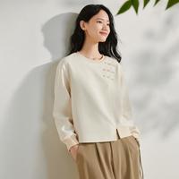 新中式国风盘扣卫衣女2024秋季开衩设计感时尚百搭套头上衣