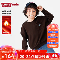 Levi's李维斯儿童加绒圆领卫衣运动男童冬季童装长袖 小咖啡 150/72