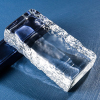 翔跑超白实心玻璃砖隔断墙玻璃墙砖方形玻璃砖块透明热熔水晶砖背景墙 侧面冰纹（200*100*50mm）