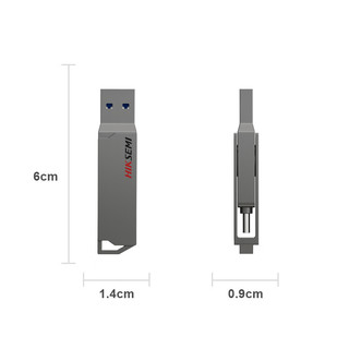 海康威视 X307C USB 3.1 U盘 灰色 32GB USB-A/Type-C双口