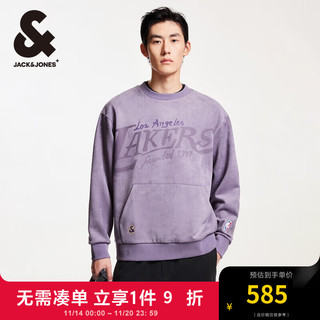 杰克琼斯 杰克·琼斯（JACK&JONES）冬季NBA联名湖人队仿麂皮面料潮流舒适圆领卫衣男款224433005 紫鼠尾草E37 常规 紫鼠尾草E37 175/96A/M