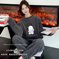诗莉奥 珊瑚绒睡衣女冬季加厚长袖套头家居服套装女装 小狗提花
