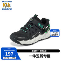 Skechers斯凯奇青少年运动鞋户外鞋冬季强抓地防滑儿童鞋406433L 黑色/绿色/BKGR 38码