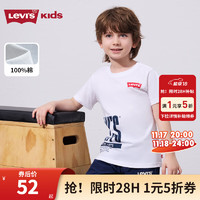 Levi's 李维斯 童装男童纯棉短袖T恤夏季儿童亲肤透气针织休闲上衣 奶白 150/72