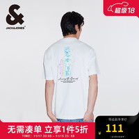 杰克琼斯 杰克·琼斯（JACK&JONES;）夏季新款潮舒适字母情侣款半袖重磅棉质宽松短袖T恤男224201088 本白色224201209 175/96A/M