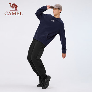 骆驼（CAMEL）加绒运动裤男款束脚休闲工装针织卫裤 J14CAVL6661 幻影黑 L 【男】加绒6661，幻影黑