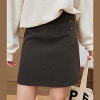 简约A字半身裙高腰加厚呢料百搭短裙2024秋冬休闲百搭半截裙