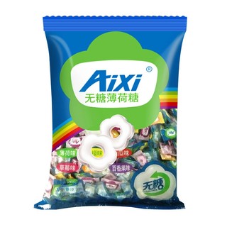 Aixi 无糖薄荷糖 招待糖果圈圈糖商用750g/袋（六种口味混合）