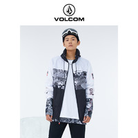 VOLCOM 钻石男装拼接印花滑雪服2023冬季新款美式印花连帽滑雪夹克