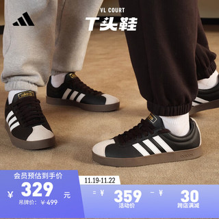 adidas 阿迪达斯 「T头鞋」VL COURT 2.0复古休闲板鞋德训鞋阿迪达斯轻运动 黑色/白色/灰色 39