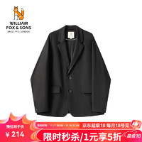 William fox&sons 威廉福克斯 男装 2024春季斜纹抗皱经典复古两粒扣时装小西服外套 黑色 L/50