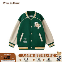 Paw in Paw PawinPaw卡通小熊童装2024年早秋男女大小童夹克棒球服撞色 Green绿色/40 90cm