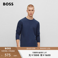 BOSS（服装） BOSS 男女同款华夫格纹理棉混纺情侣休闲长袖T恤 10077232171253