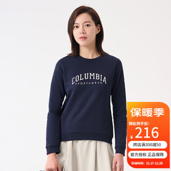 Columbia 哥伦比亚 长袖T恤女士秋季新款户外运动套头大LOGO绒里休闲卫衣上衣AR9539