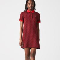法国拉科斯特 LACOSTE女装春夏复古潮流印花短袖POLO连衣裙
