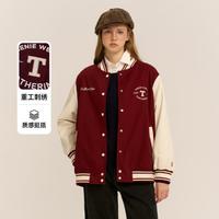 TEENIE WEENIE 小熊女式外套2024年秋冬款复古学院风棒球服撞色宽松外套上衣