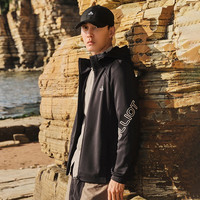 伯希和户外抓绒衣男士连帽秋季保暖休闲外套跑步运动开衫 曜石黑 S