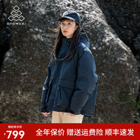 道木熙山系羽绒服女短款2024年新款情侣款户外工装加厚派克服外套 花青（藏青） M