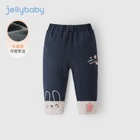 JELLYBABY女童加绒打底裤2岁小童冬款夹棉棉裤儿童加厚裤秋冬3宝宝冬季裤子 宝蓝 110