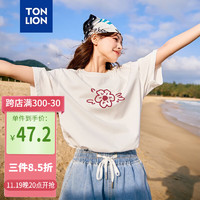 TONLION 唐狮 女前胸印花短袖T恤