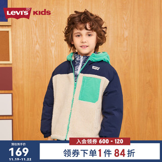 Levi's 李维斯 童装男童外套秋冬新款儿童夹克仿羊羔绒保暖潮 豆腐白 150/72(M)